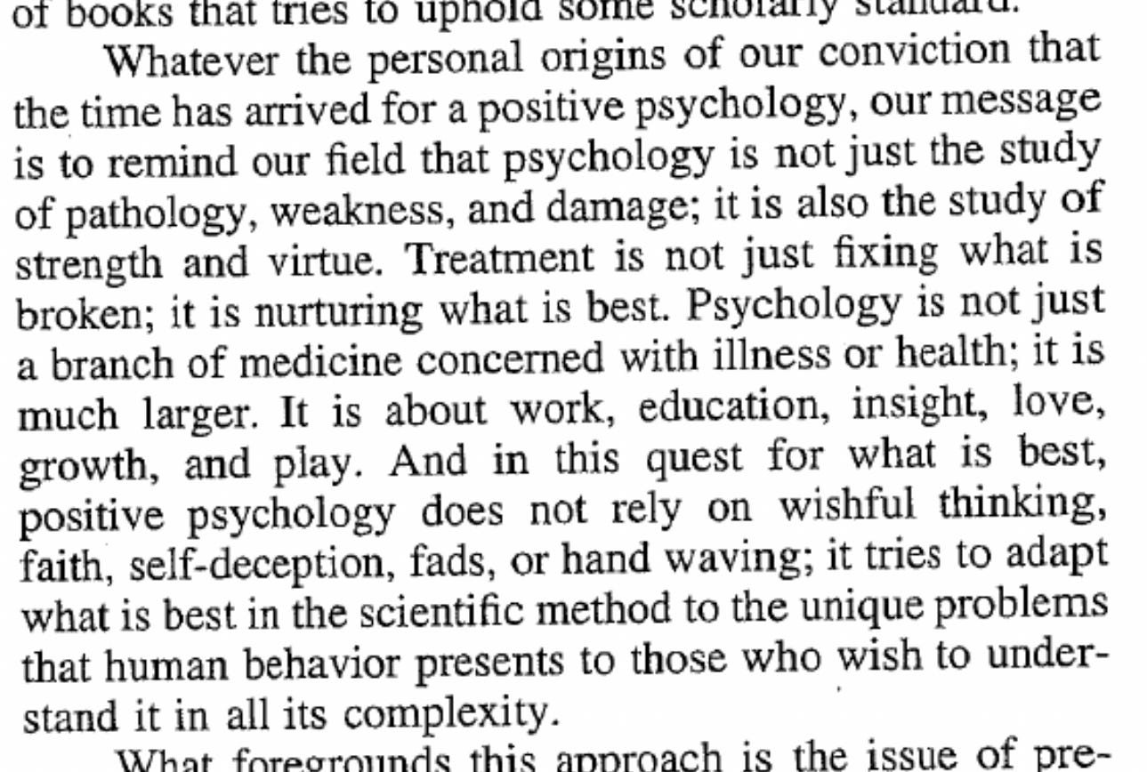 Positive Psychology: An Introduction. American Psychologist, febbraio 2000. Fonte: researchgate.net.