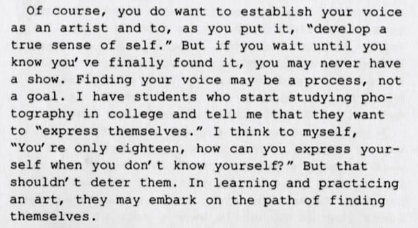 Stephen Shore, Letter to a young artist. Fonte: stephenshore.net.